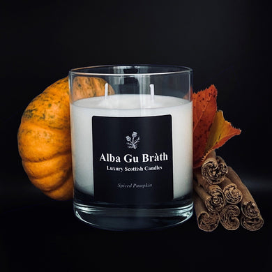 scottish candle that smells like pumpkin which is perfect for autumn and is made by alba gu brath in dunfermline, scotland