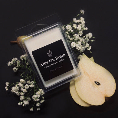 scottish wax melts that smell like pear and freesia made by alba gu brath in dunfermline